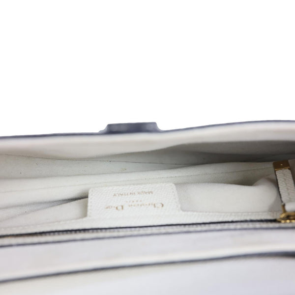 CHRISTIAN DIOR Saddle Grained Calfskin Leather Shoulder Bag Off White
