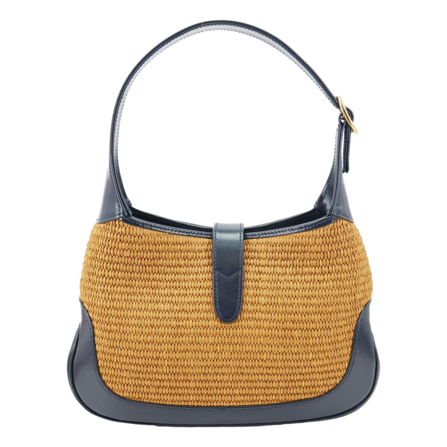 GUCCI Jackie 1961 Small Raffia Straw Lux Shoulder Bag Navy Blue 636706 GUCCI Jackie 1961 Small Raffia Straw Lux Shoulder Bag Navy Blue 636706