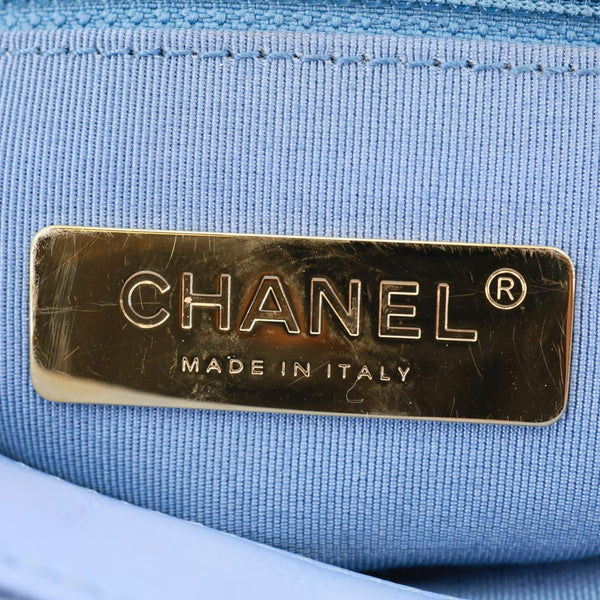 CHANEL 19 Medium Flap Quilted Sequin Shoulder Bag Blue