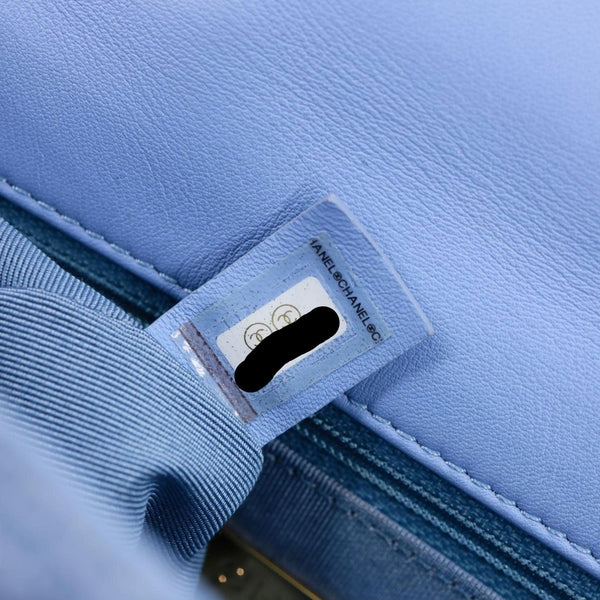 CHANEL 19 Medium Flap Quilted Sequin Shoulder Bag Blue