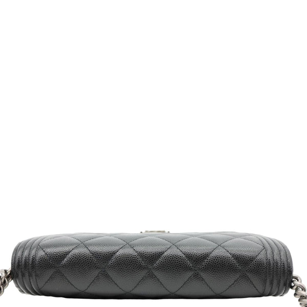 CHANEL Boy Quilted Caviar Leather Wallet On Chain Crossbody Bag Black