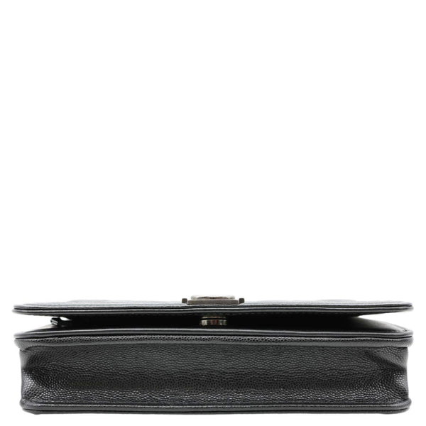 CHANEL Boy Quilted Caviar Leather Wallet On Chain Crossbody Bag Black