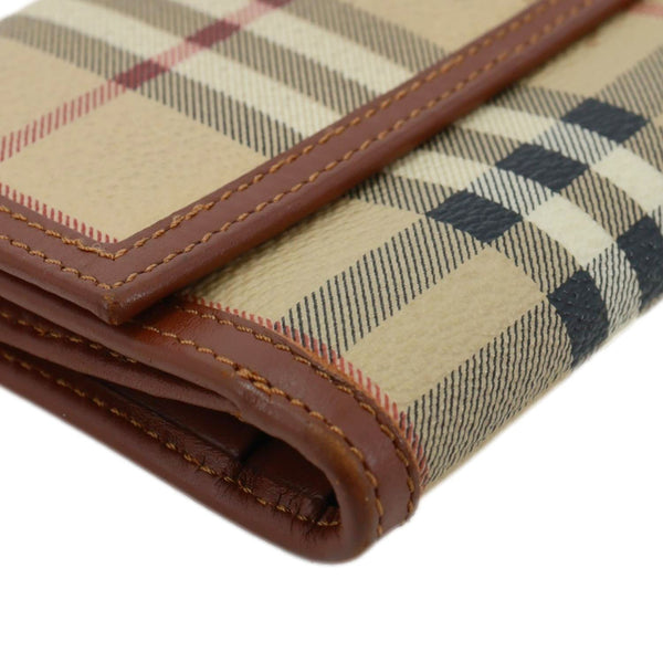BURBERRY Haymarket Check Canvas Long Wallet Beige