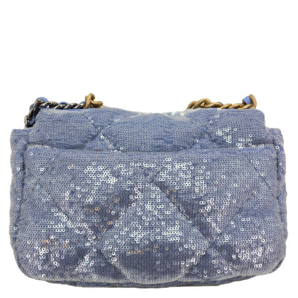 CHANEL 19 Medium Flap Quilted Sequin Shoulder Bag Blue