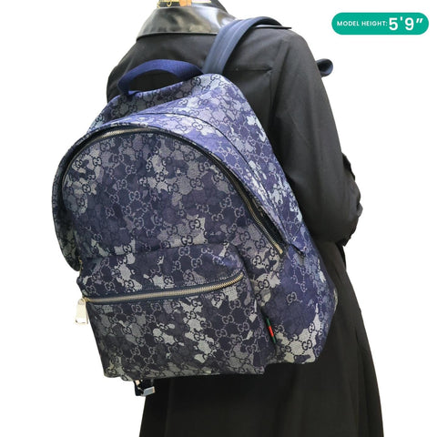 GUCCI GG Denim Backpack Navy Blue 849008