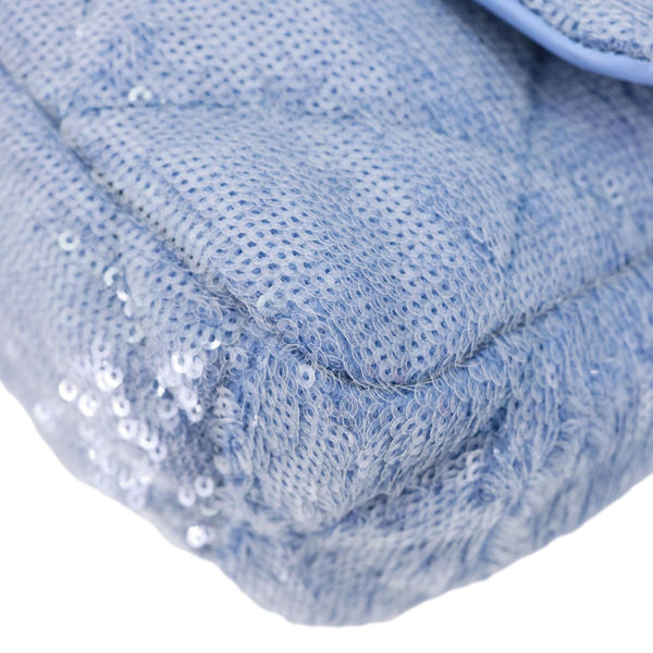 CHANEL 19 Medium Flap Quilted Sequin Shoulder Bag Blue