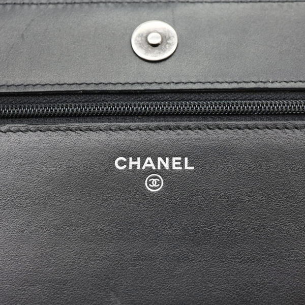 CHANEL Boy Quilted Caviar Leather Wallet On Chain Crossbody Bag Black