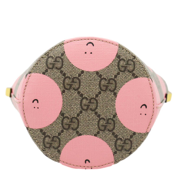 GUCCI Children's Printed GG Supreme Canvas Bucket Bag Beige 752356