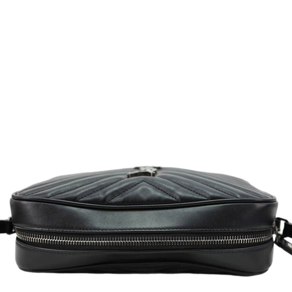 YVES SAINT LAURENT Lou Camera Chevron Leather Crossbody Bag Black