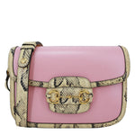 GUCCI Horsebit 1955 Mini Snakeskin Shoulder Bag Pink 602204