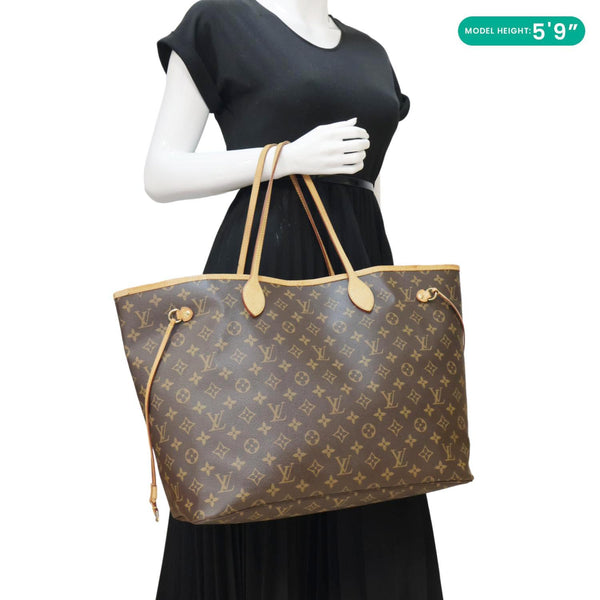 LOUIS VUITTON Neverfull GM Monogram Canvas Tote Bag Brown