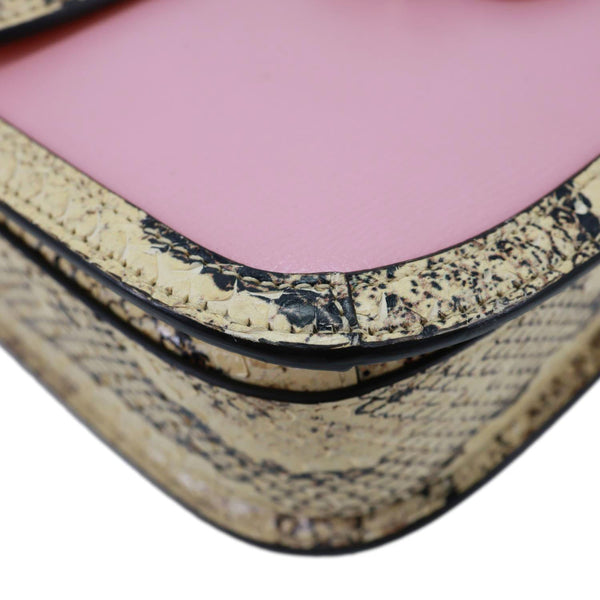 GUCCI Horsebit 1955 Mini Snakeskin Shoulder Bag Pink 602204