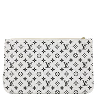 LOUIS VUITTON Neverfull MM Pochette Monogram Canvas Wristlet White