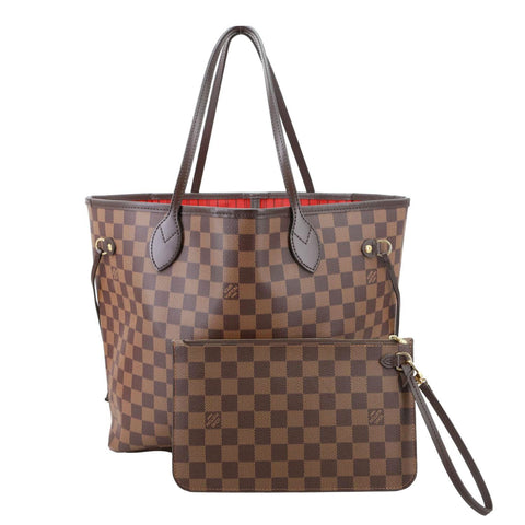 LOUIS VUITTON Neverfull MM Damier Ebene Tote Bag Brown