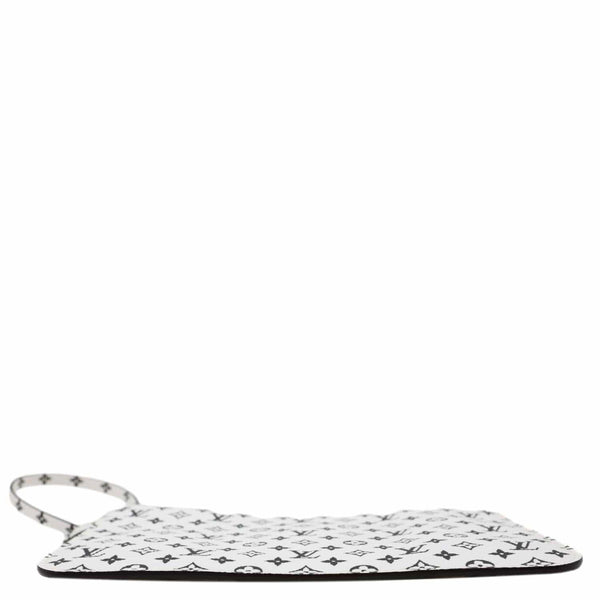 LOUIS VUITTON Neverfull MM Pochette Monogram Canvas Wristlet White