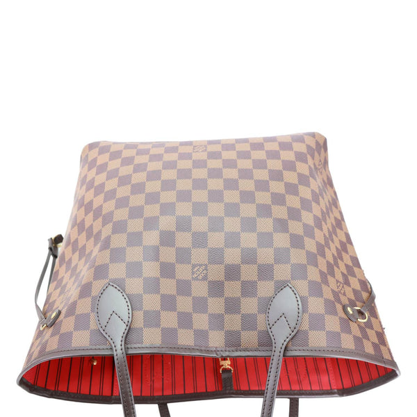 LOUIS VUITTON Neverfull MM Damier Ebene Tote Bag Brown