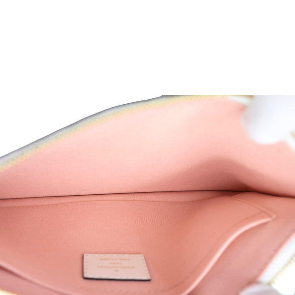 LOUIS VUITTON Neverfull MM Pochette Monogram Canvas Wristlet White