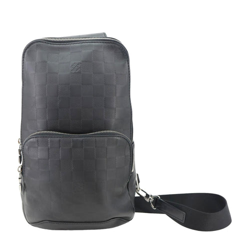 LOUIS VUITTON Avenue Sling Damier Infini Leather Backpack Bag Black