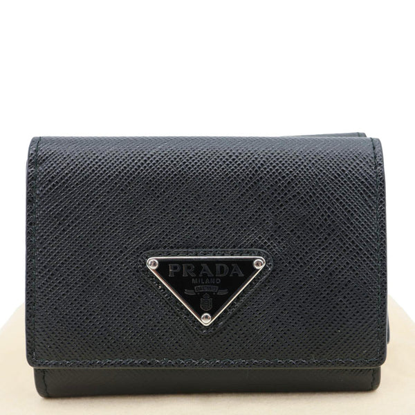 PRADA Tri-Fold Saffiano Leather Wallet Black
