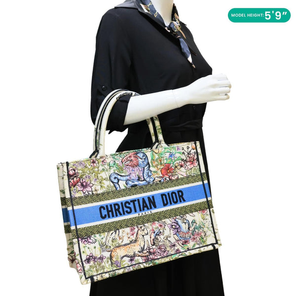 CHRISTIAN DIOR Book Medium Embroidered D-Constellation Canvas Tote Bag Multicolor