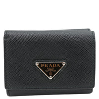 PRADA Tri-Fold Saffiano Leather Wallet Black