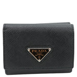 PRADA Tri-Fold Saffiano Leather Wallet Black