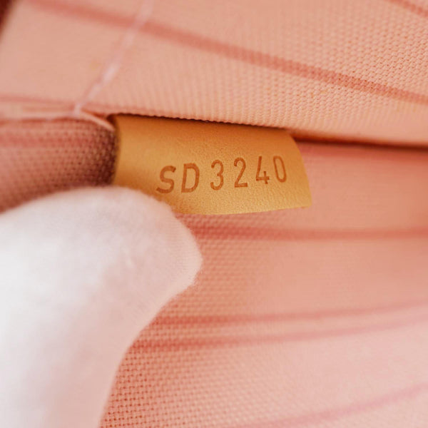 LOUIS VUITTON Neverfull MM Pochette Damier Azur Wristlet Rose Ballerine