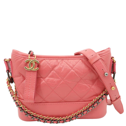 CHANEL Gabrielle Small Lambskin Leather Crossbody Bag Pink