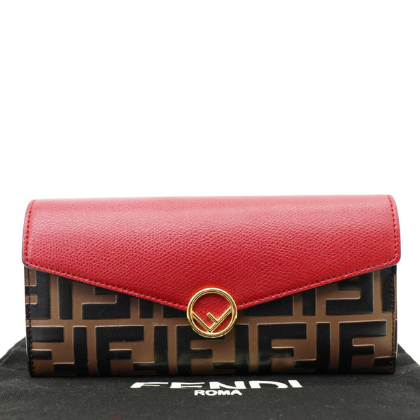 FENDI F Is Fendi Cruise Vitello Leather Continental Wallet Red