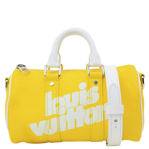 LOUIS VUITTON Keepall XS Bandouliere Everyday Signature Leather Travel Bag Yellow