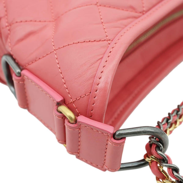 CHANEL Gabrielle Small Lambskin Leather Crossbody Bag Pink