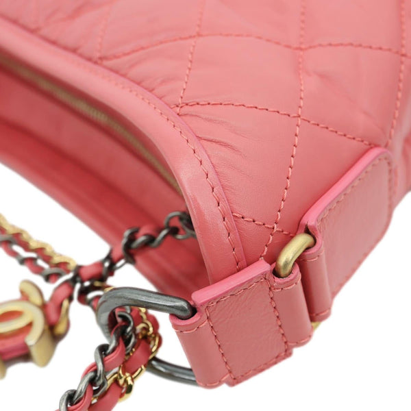 CHANEL Gabrielle Small Lambskin Leather Crossbody Bag Pink