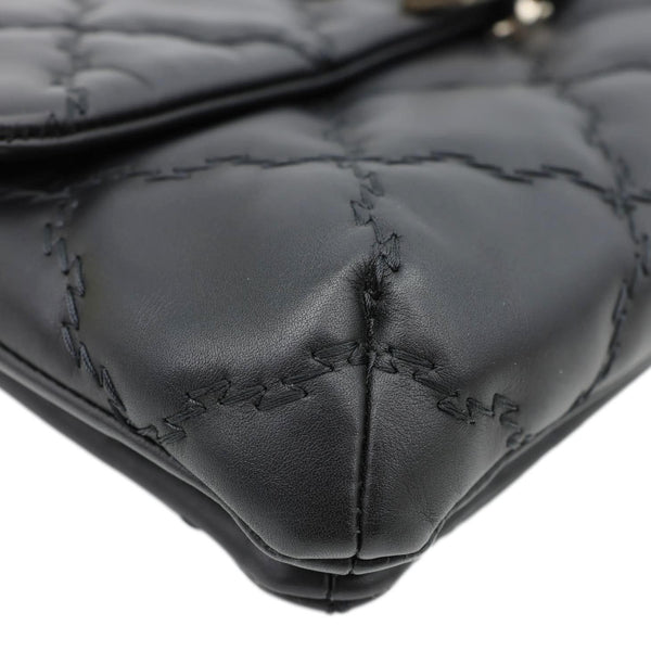 CHANEL Double Stitch Hamptons Flap Mini Quilted Calfskin Crossbody Bag Black