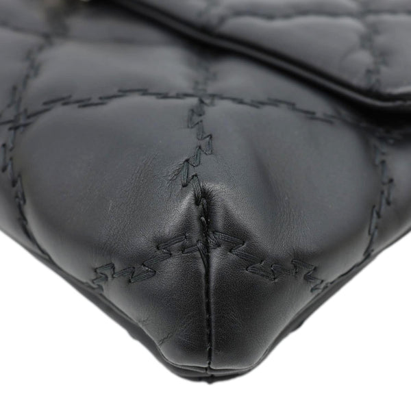 CHANEL Double Stitch Hamptons Flap Mini Quilted Calfskin Crossbody Bag Black