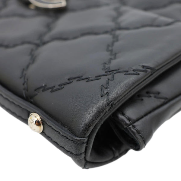 CHANEL Double Stitch Hamptons Flap Mini Quilted Calfskin Crossbody Bag Black