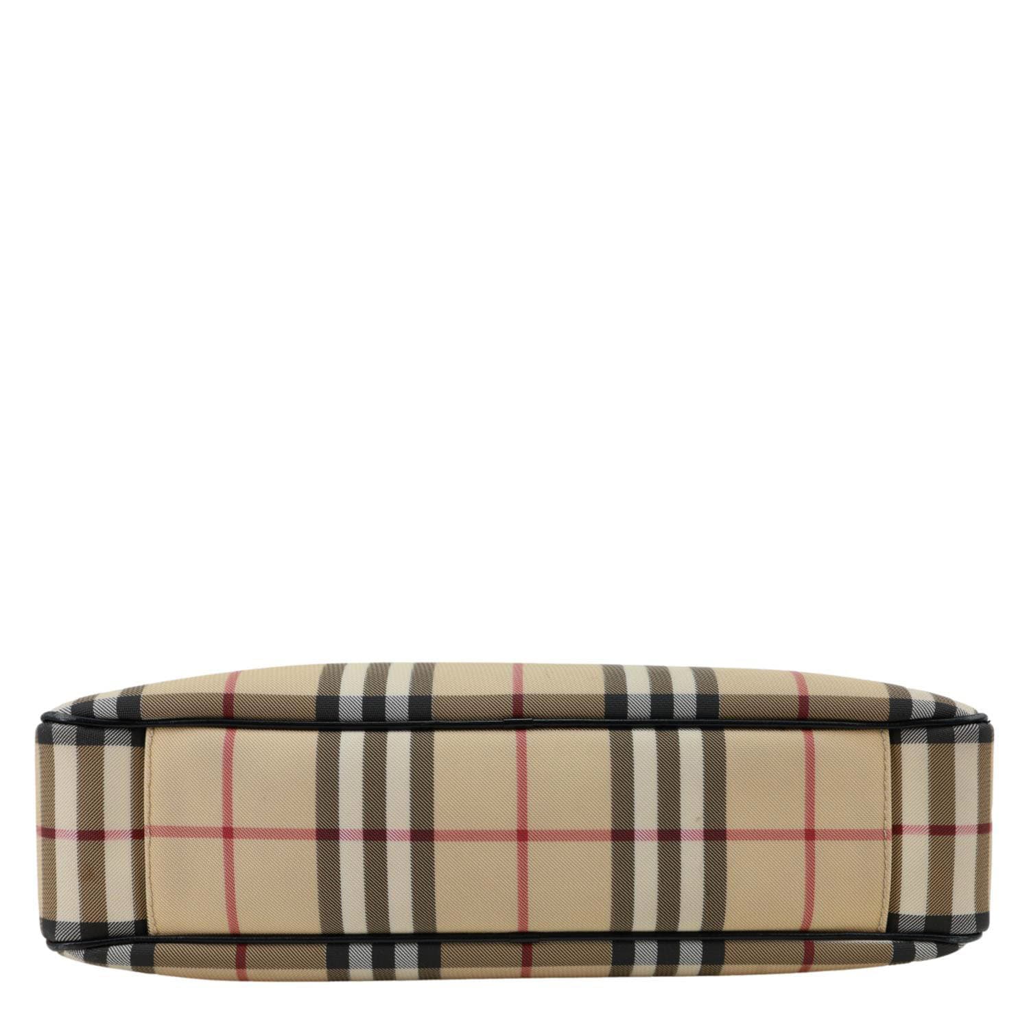 BURBERRY Check Canvas Shoulder Bag Beige