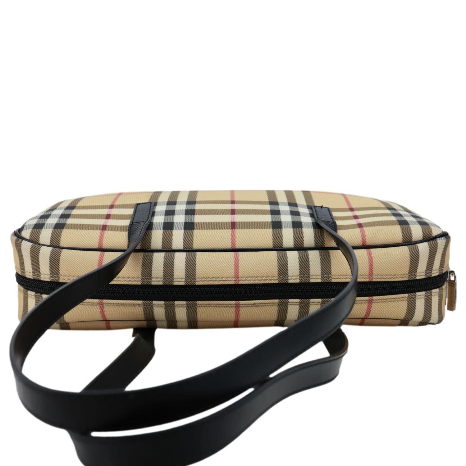 BURBERRY Check Canvas Shoulder Bag Beige