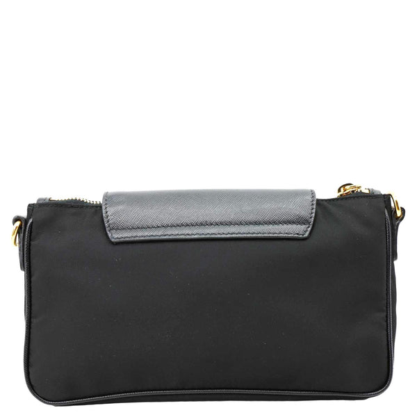 PRADA Tessuto Saffiano Chain Shoulder Bag Black