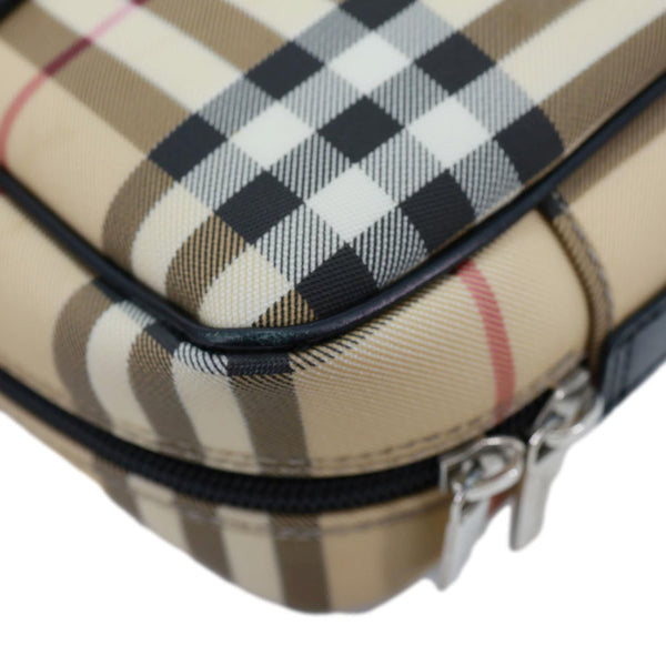 BURBERRY Check Canvas Shoulder Bag Beige