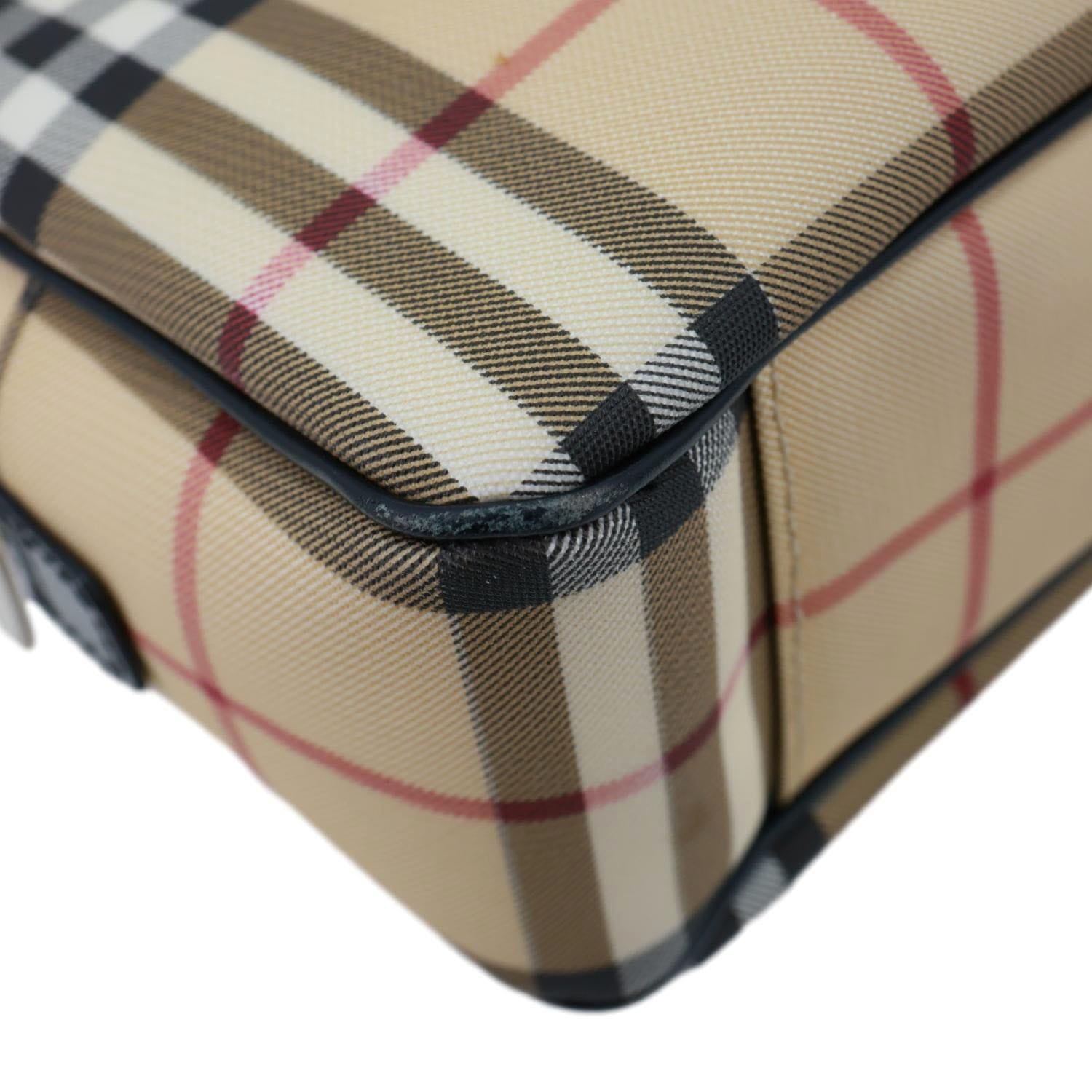 BURBERRY Check Canvas Shoulder Bag Beige