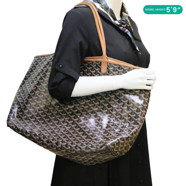 GOYARD Saint Louis GM Chevron Print Canvas Tote Bag Brown