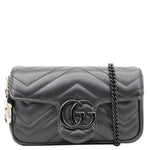 GUCCI GG Marmont Super Mini Matelasse Leather Crossbody Bag Black 476433