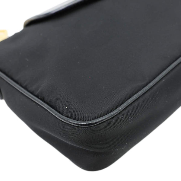 PRADA Tessuto Saffiano Chain Shoulder Bag Black