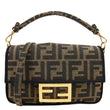 FENDI FF 1974 Mini Jacquard Fabric Baguette Crossbody Bag Brown