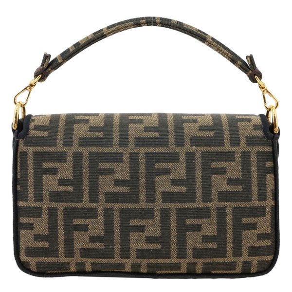 FENDI FF 1974 Mini Jacquard Fabric Baguette Crossbody Bag Brown