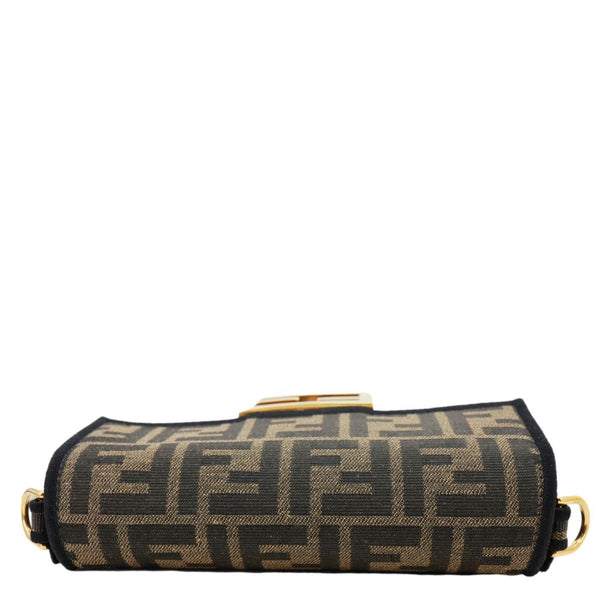 FENDI FF 1974 Mini Jacquard Fabric Baguette Crossbody Bag Brown