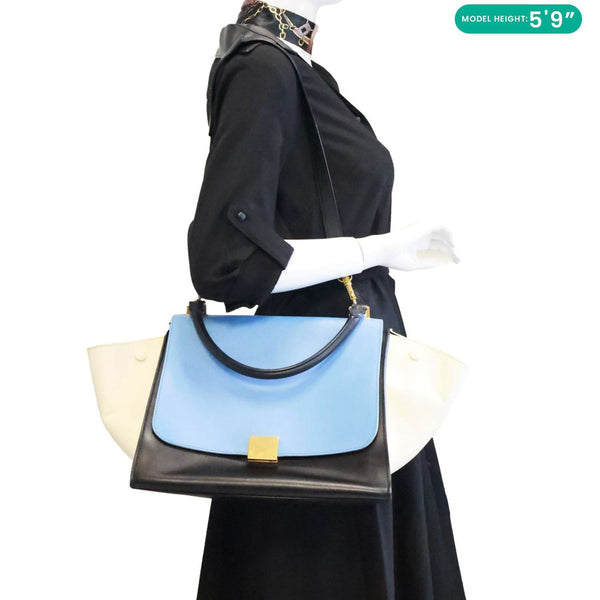 CELINE Trapeze Leather Shoulder Bag Blue