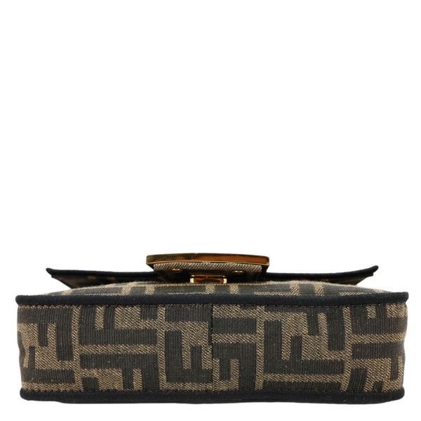 FENDI FF 1974 Mini Jacquard Fabric Baguette Crossbody Bag Brown