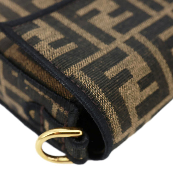 FENDI FF 1974 Mini Jacquard Fabric Baguette Crossbody Bag Brown