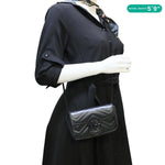 GUCCI GG Marmont Super Mini Matelasse Leather Crossbody Bag Black 476433